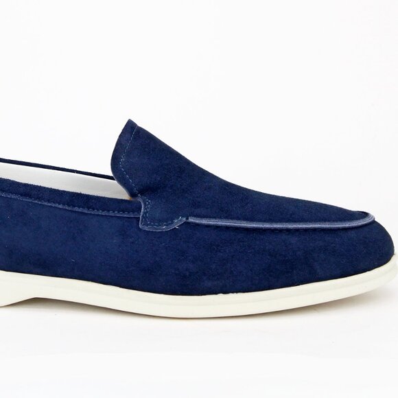 Zelli Italia Livorno Sueded Italian Goatskin Men’s Loafer Navy : Size 9 UK/US 10 - Picture 3 of 9
